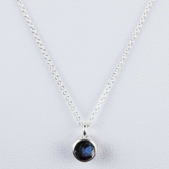 Sterling Silver Faceted Blue Sapphire Astrology Pendant Necklace September